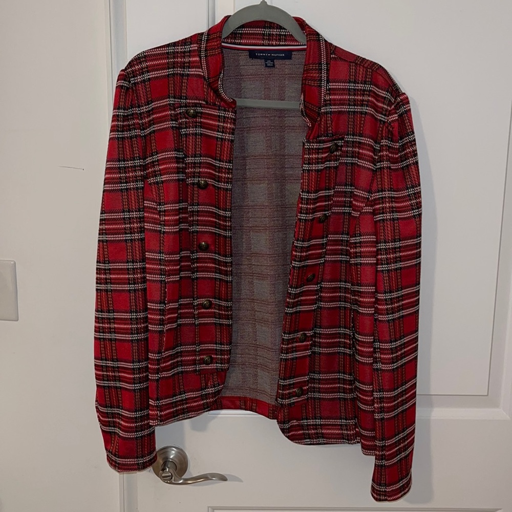 Womens Plaid Puffer Sleeve Jacken